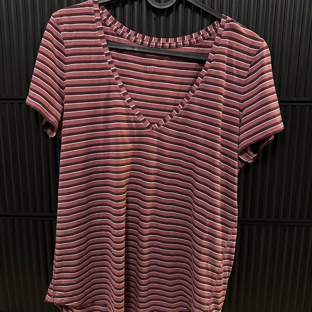 lululemon athletica Striped V-Neck Tee